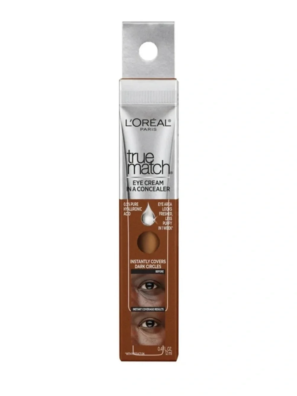 New! L'Oreal Paris True Match Pure Hyaluronic Acid Eye Concealer C9-10 Deep .4oz